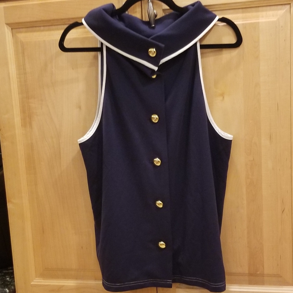 Sail to Sable Navy Cowl Neck Top XL